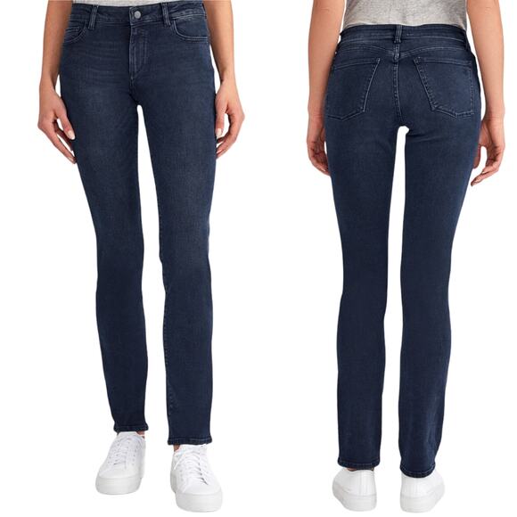 DL1961 Coco MidRise Curvy Jeans Vance Straight Legs Gray Stone Black Denim 27 - Picture 1 of 9